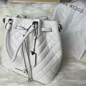 Michael Kors white leather handbag